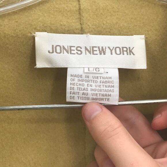 Jones New York 2 Pc Set Long Sleeve Shirt Open Jacket Wool Large Green NEW - Picture 8 of 11